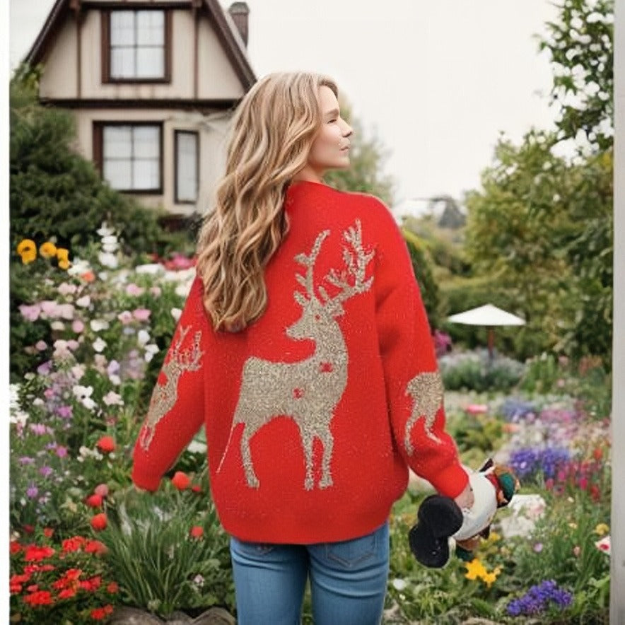 Christmas Sweater European And American Pullover Round Neck Sweater Christmas Elk