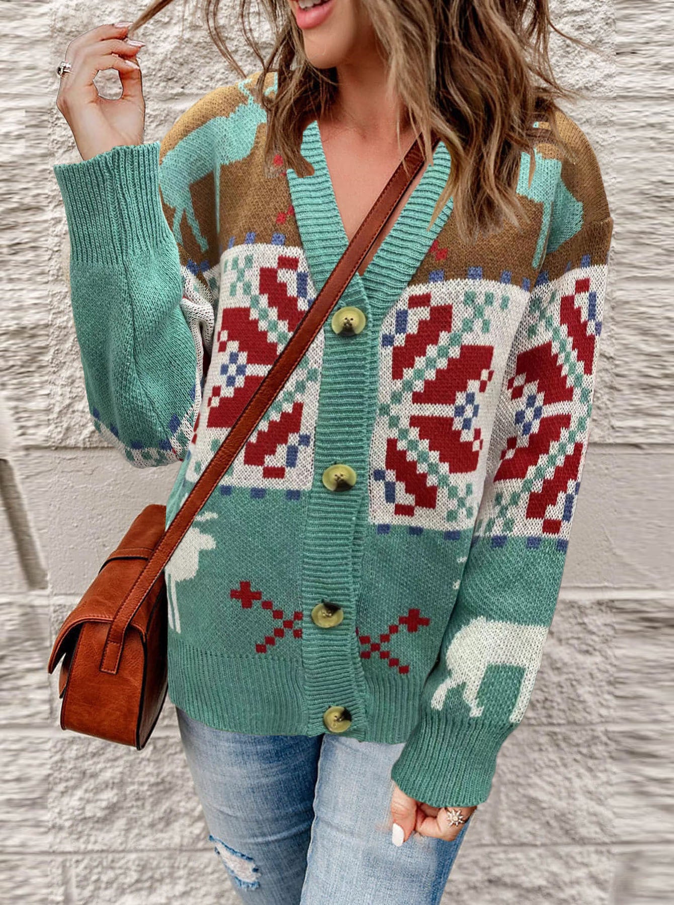 Knitted Cardigan Christmas Sweater Coat