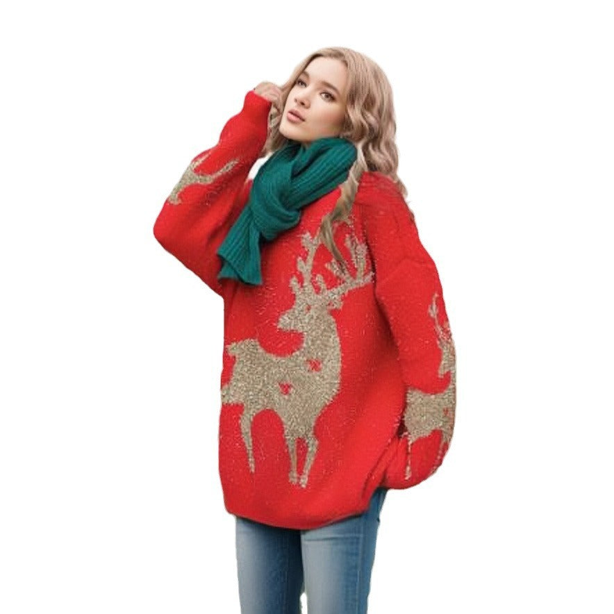 Christmas Sweater European And American Pullover Round Neck Sweater Christmas Elk